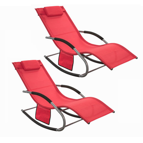 Sobuy, 2 x arkliukų kėdė, poilsio kėdė, lauko baldai, 2 sėdimos, raudonos, OGS28-RX2