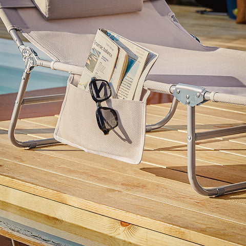 „Sobuy 2 X“ sulankstomos kėdės lauko baldų saulės lova su laikymo krepšiu OGS35-MIX2