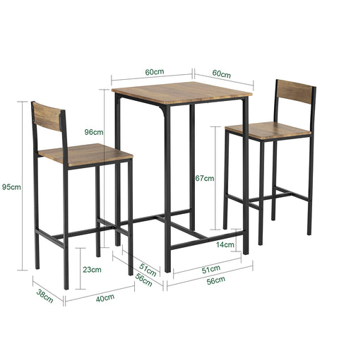 Sobuy, maisto grupė, baro stalas ir 2 kėdės, išbandytos 120 kg, OGT27-N