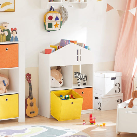 „Sobuy“ tvarto lentyna su 2 krepšeliais, mažas knygų lentynų organizatorius žaislams ir knygoms KMB49-W