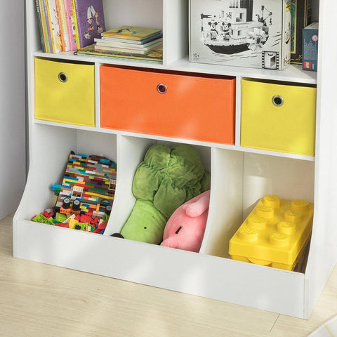 Sobuy, vaikų lentyna su 3 krepšeliais, žaislų saugykla, knygų lentyna, vaikų kambarys, KMB26-W