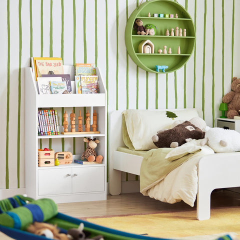 Sobuy, knygų lentynos vaikai su 2 durimis, žaislų saugykla, KMB11-W