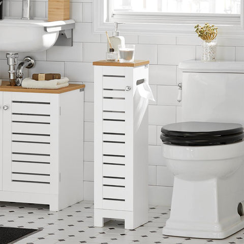 „Sobuy“ tualeto ritinio laikiklis su 1 durų vonios kabineto grindimis, stovintys BZR85-W