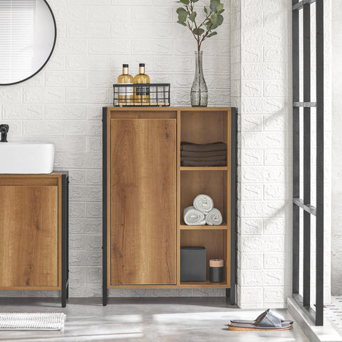 „Sobuy“ vonios kabinetas su skalbimo uogienės vonios lentyna su skalbimo krepšiu BZR65-PF