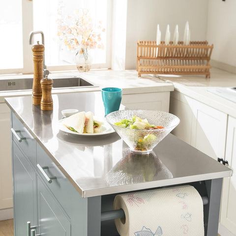 „Sobuy“ virtuvės sala ant ratų, virtuvės spintelės su 2 lentynomis ir 2 stalčiais, FKW108-HG