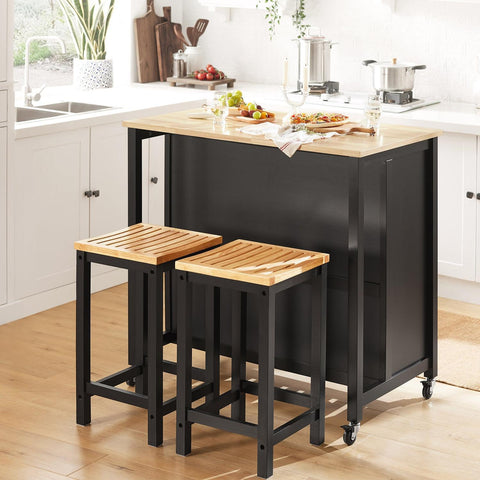 „Sobuy“ virtuvės sala ant ratų virtuvės spintelės su 2 stalčių darbo stalu FKW74-SCH