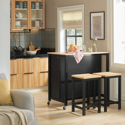 „Sobuy“ virtuvės sala ant ratų virtuvės spintelės su 2 stalčių darbo stalu FKW74-SCH