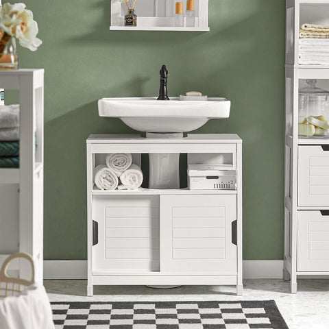 „Sobuy Washbasin“ su durų vonios spintelės vonios lentyna, balta FRG128-II w