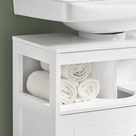 „Sobuy Washbasin“ su durų vonios spintelės vonios lentyna, balta FRG128-II w