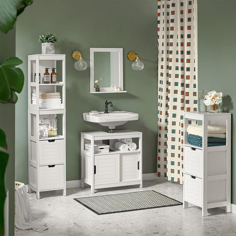 „Sobuy Washbasin“ su durų vonios spintelės vonios lentyna, balta FRG128-II w